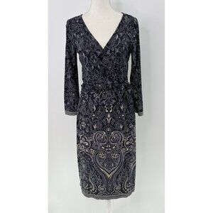 Ann Taylor Navy and White Long Sleeve Dress